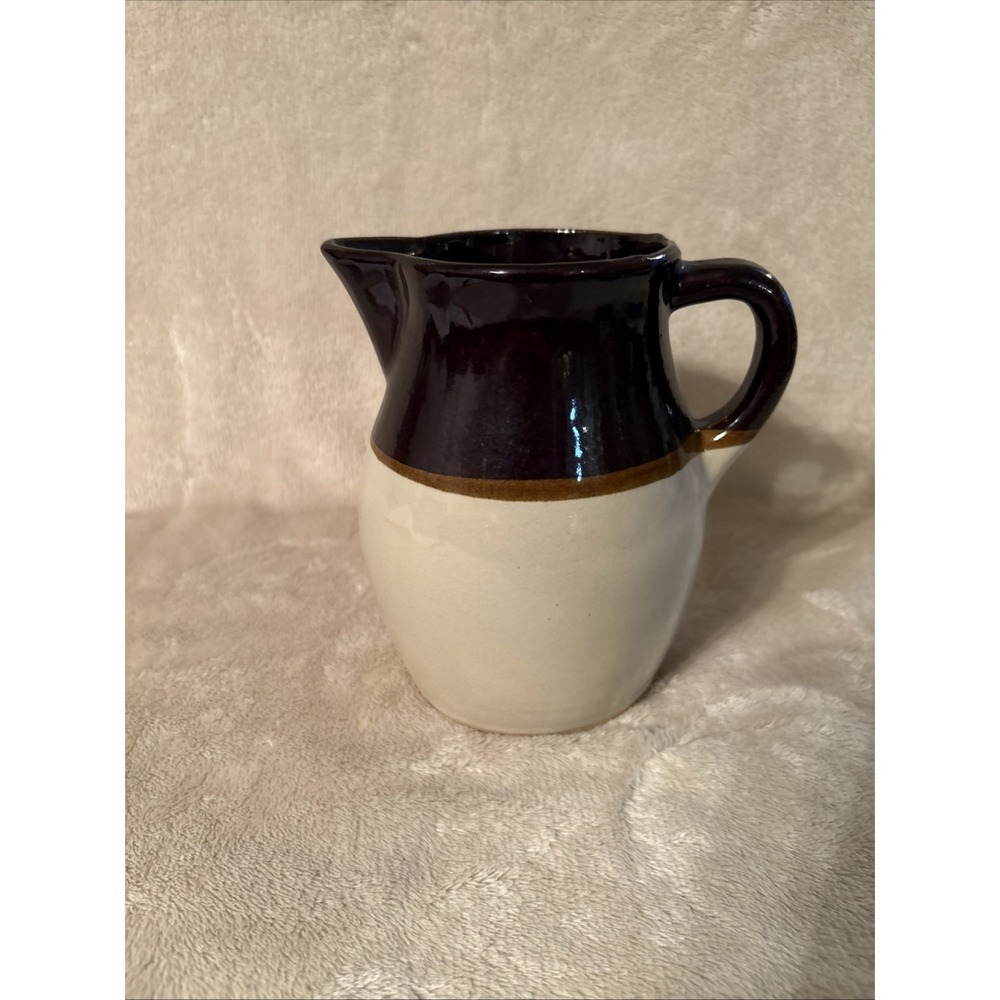 Vintage RRP Co Roseville Ohio USA Pottery Pitcher Brown Drip Glaze 6"